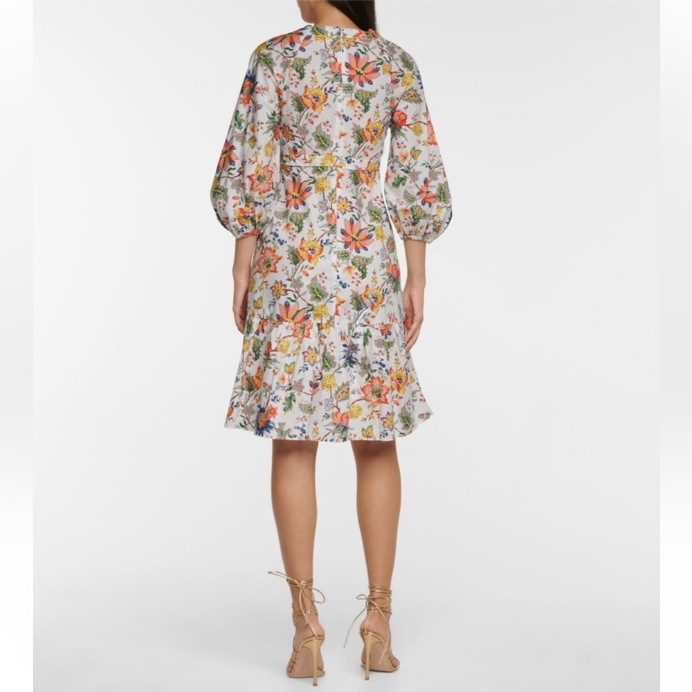 ERDEM White Floral Print Blouson Sleeve Dress – Size US 10 (UK 14) 🌸✨ - Picture 2 of 11